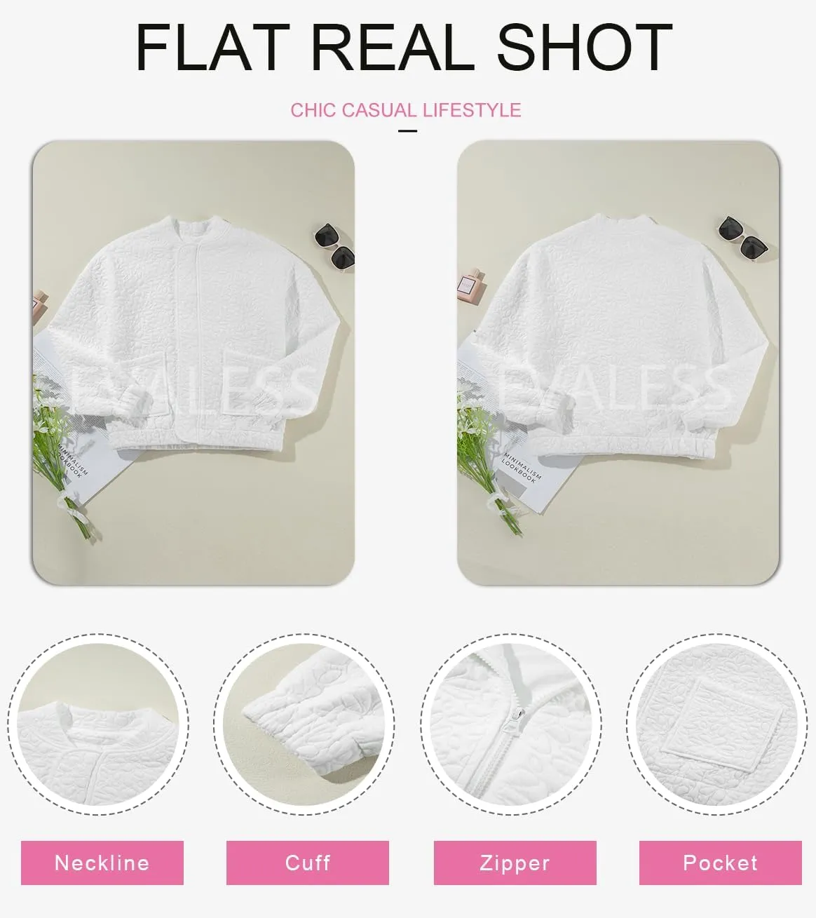 EVALESS Bomber Jackets for Women Spring Fashion 2025 Cute Jacquard Coats Lightweight Zip Up Jackets Dressy Casual