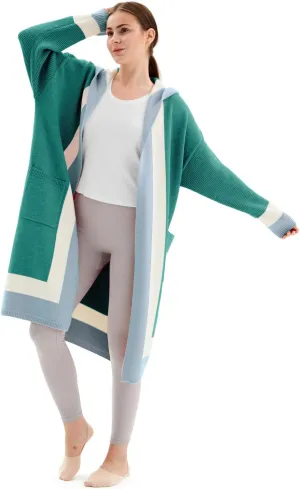 Fashion Striped Long Sweater Cardigan for Women, Oversized Open Front Cardigan with Pockets