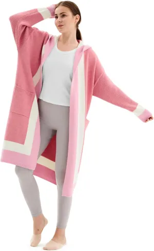 Fashion Striped Long Sweater Cardigan for Women, Oversized Open Front Cardigan with Pockets