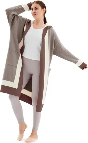 Fashion Striped Long Sweater Cardigan for Women, Oversized Open Front Cardigan with Pockets