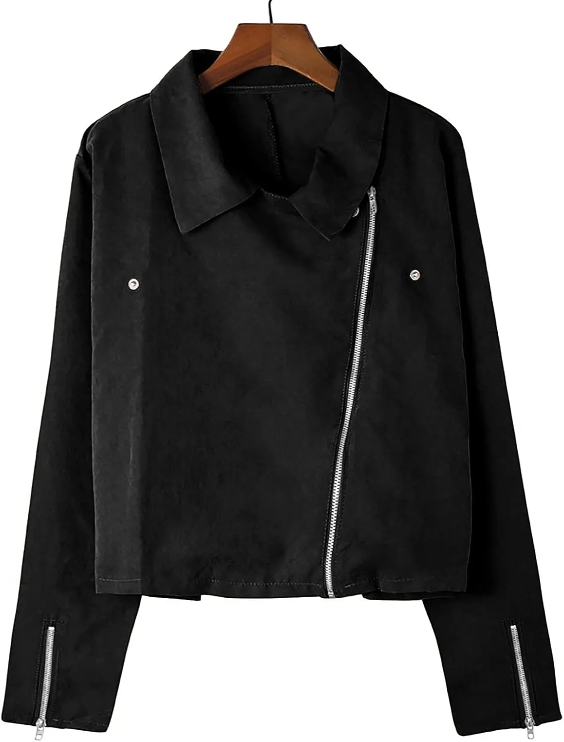 Faux Leather Jackets for Women Faux Suede Jacket Motorcycle Jacket Zipper Short Coats Y2k Dressy Outerwear