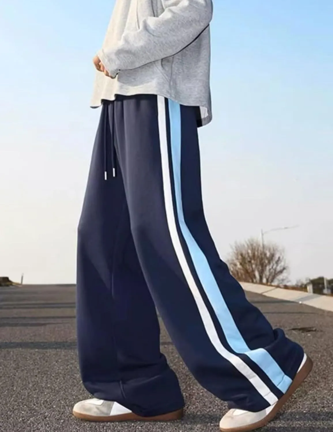 FCOOLYEET Mens Wide Leg Sweatpants Y2k Baggy Track Pants Drawstring Pants Open Bottom Sweatpants for Women