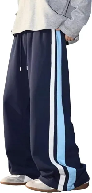 FCOOLYEET Mens Wide Leg Sweatpants Y2k Baggy Track Pants Drawstring Pants Open Bottom Sweatpants for Women