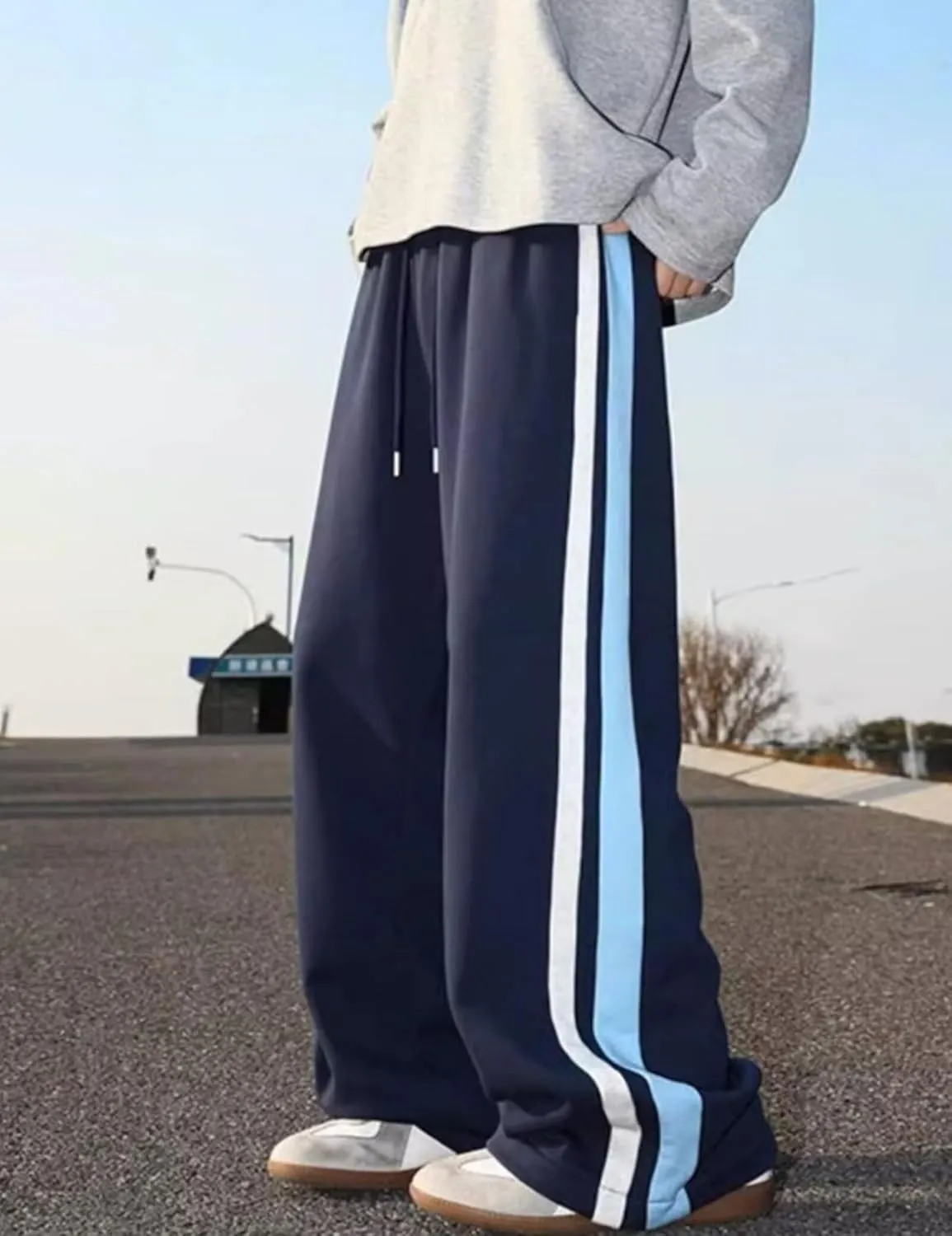 FCOOLYEET Mens Wide Leg Sweatpants Y2k Baggy Track Pants Drawstring Pants Open Bottom Sweatpants for Women