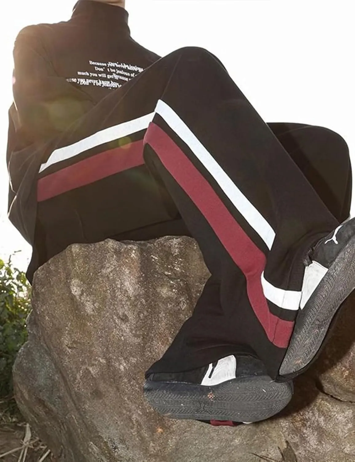 FCOOLYEET Mens Wide Leg Sweatpants Y2k Baggy Track Pants Drawstring Pants Open Bottom Sweatpants for Women