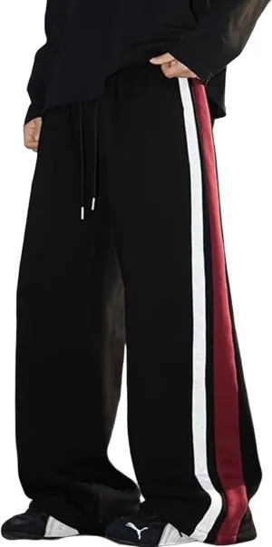 FCOOLYEET Mens Wide Leg Sweatpants Y2k Baggy Track Pants Drawstring Pants Open Bottom Sweatpants for Women