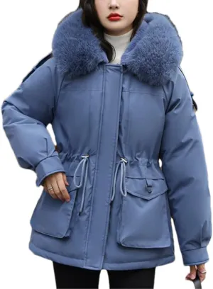 Fjnbbiot Autumn Winter Parkas Thick Cotton Padded Short Coat Female Hooded Zipper Loose Warm Jacket