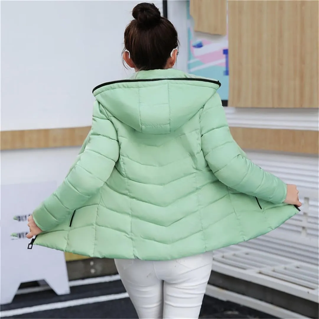 Fjnbbiot Cotton-Padded Jacket Female Autumn Winter Short Slim Down Cotton Padded Small Down Coat Women Parkas