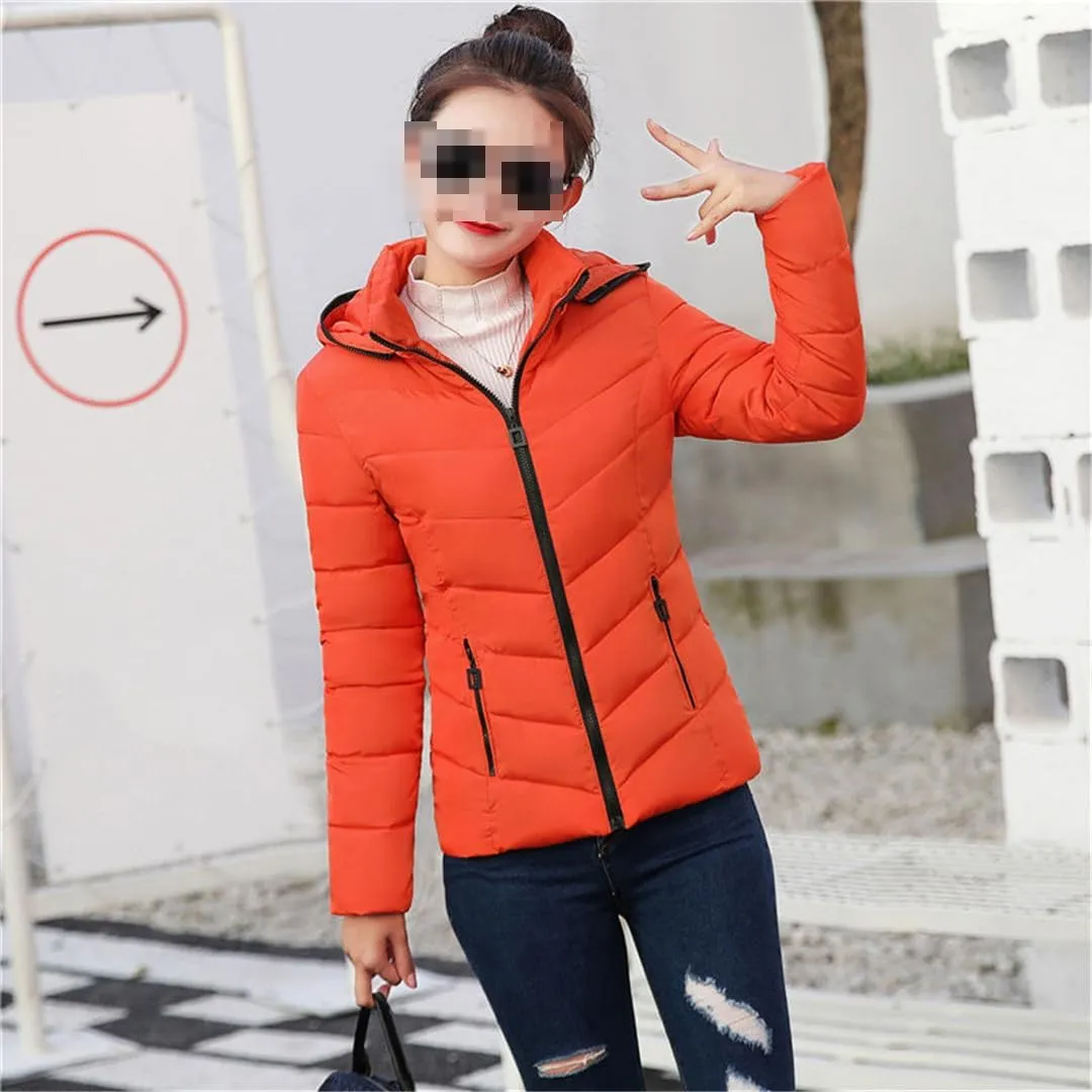 Fjnbbiot Cotton-Padded Jacket Female Autumn Winter Short Slim Down Cotton Padded Small Down Coat Women Parkas