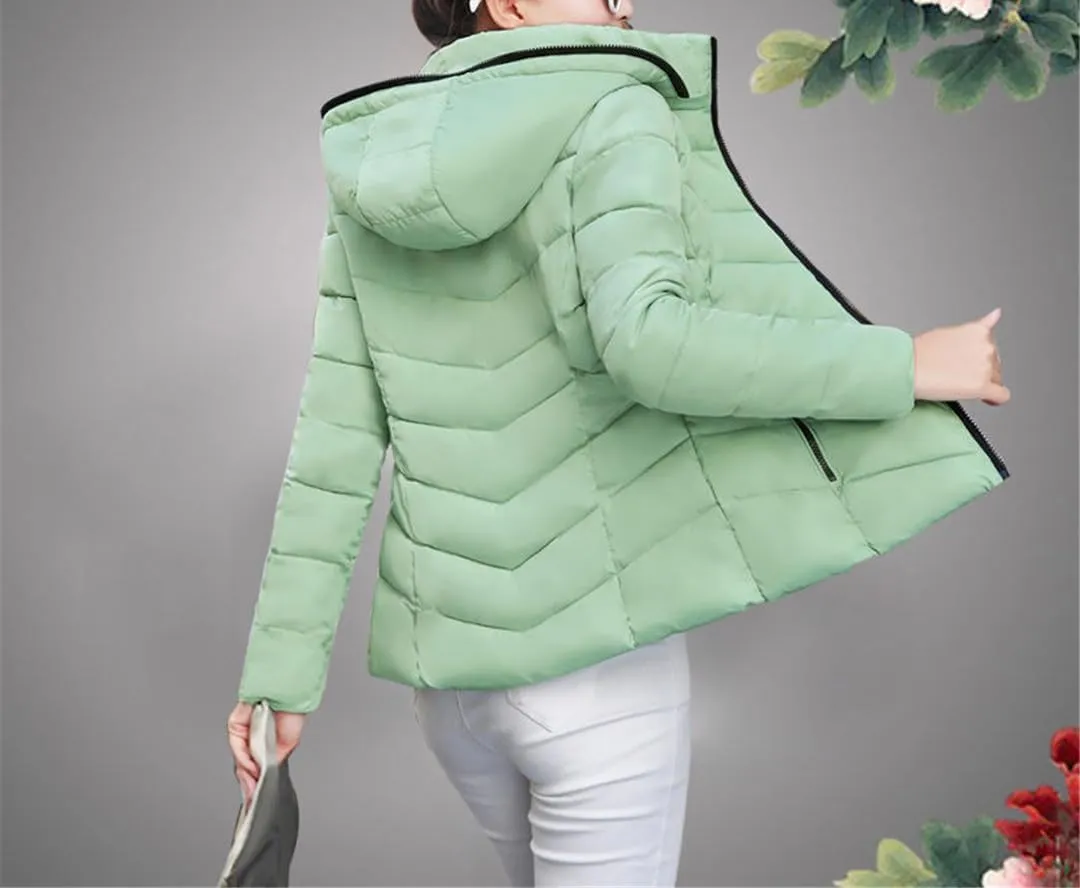 Fjnbbiot Cotton-Padded Jacket Female Autumn Winter Short Slim Down Cotton Padded Small Down Coat Women Parkas
