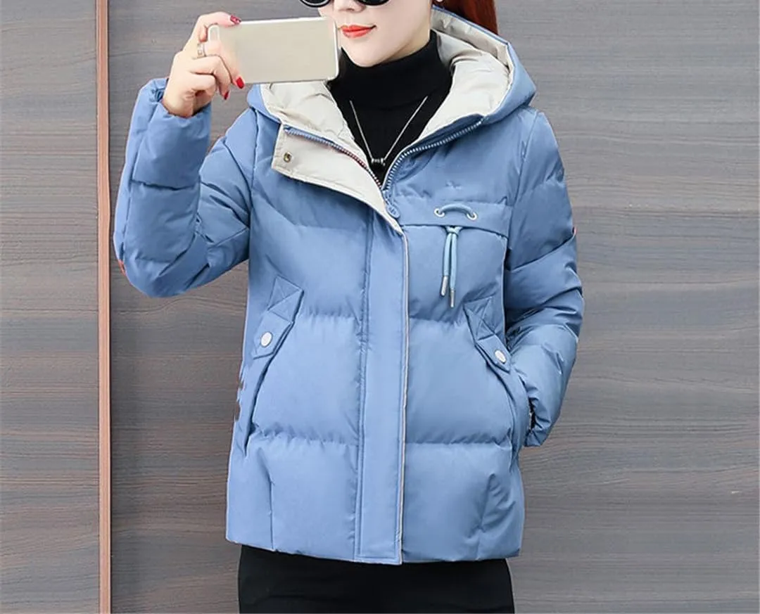 Fjnbbiot Winter Jacket Women Parkas Hooded Thick Down Cotton Padded Parka Short Coat Slim Warm Down Jacket