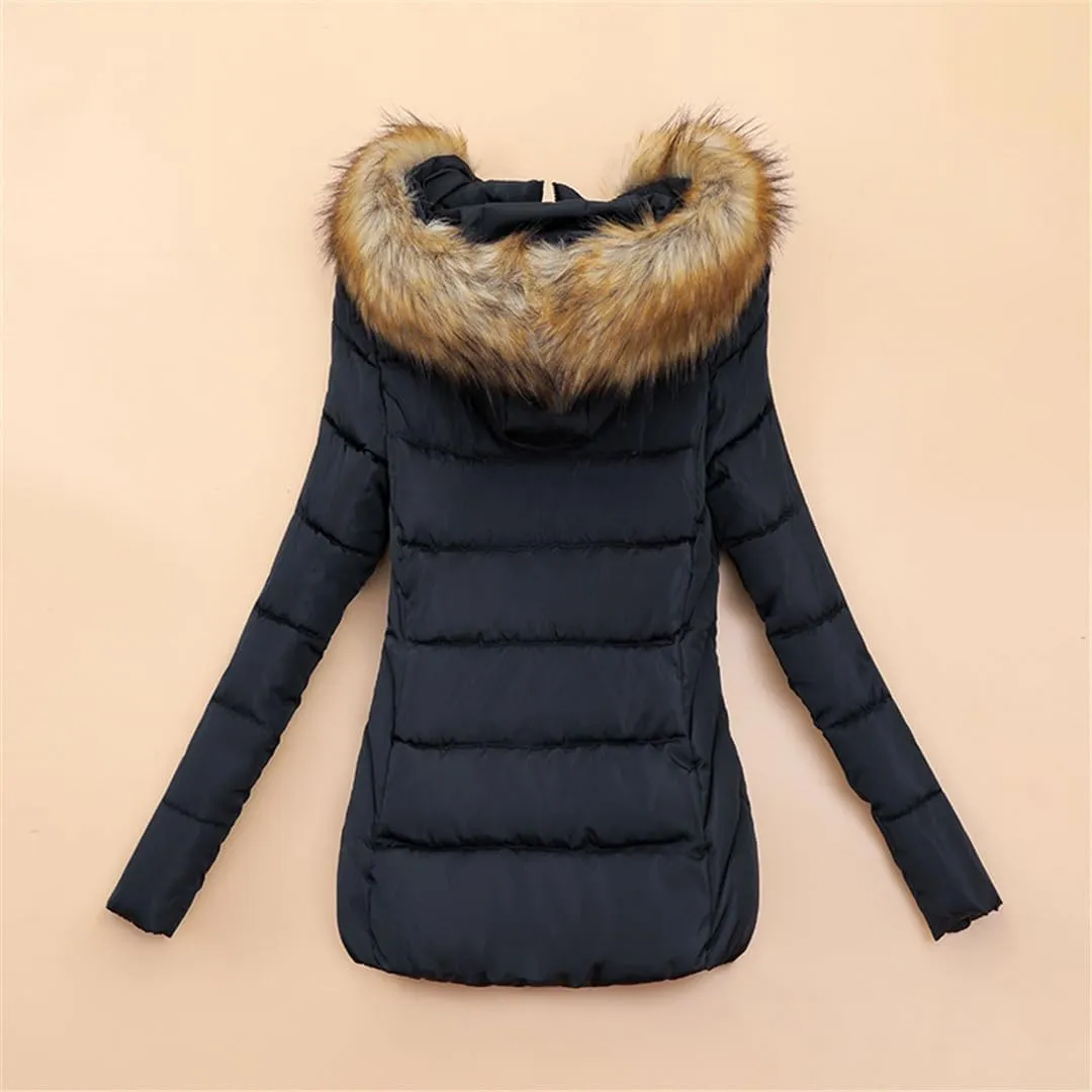 Fjnbbiot Winter Jacket Women Parkas Thicken Outerwear Hooded Short Coats Female Slim Cotton Padded Basic Tops