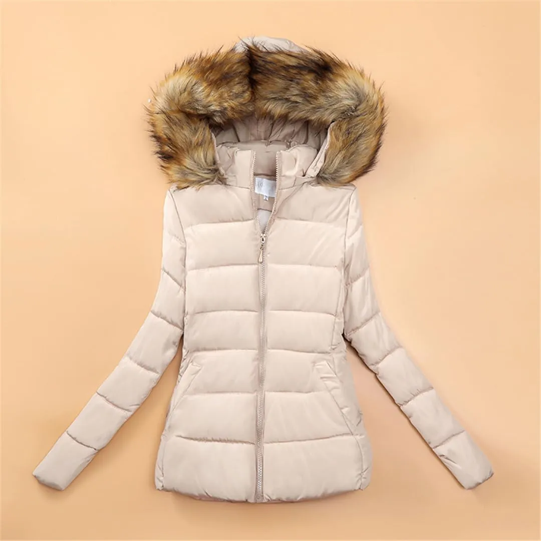 Fjnbbiot Winter Jacket Women Parkas Thicken Outerwear Hooded Short Coats Female Slim Cotton Padded Basic Tops