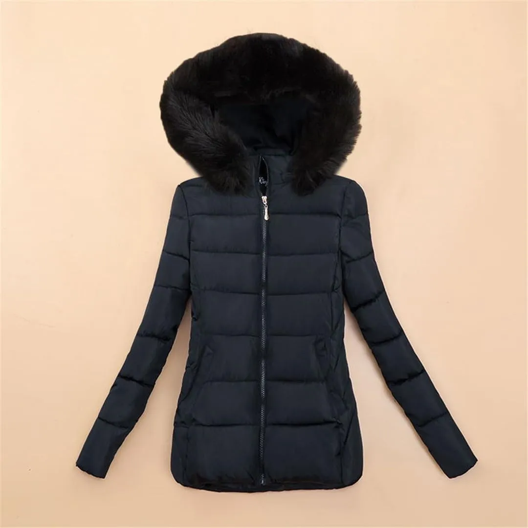 Fjnbbiot Winter Jacket Women Parkas Thicken Outerwear Hooded Short Coats Female Slim Cotton Padded Basic Tops