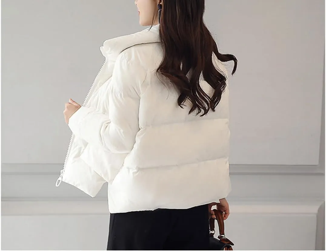 Fjnbbiot Winter Jacket Women Warm Thick Solid Short Style Cotton Padded Parka Women Coat