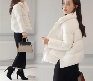 Fjnbbiot Winter Jacket Women Warm Thick Solid Short Style Cotton Padded Parka Women Coat