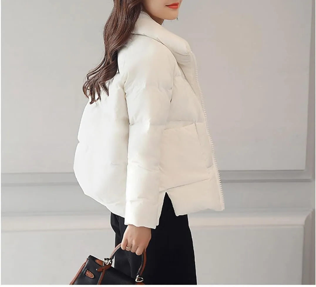 Fjnbbiot Winter Jacket Women Warm Thick Solid Short Style Cotton Padded Parka Women Coat