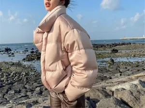 Fjnbbiot Winter Warm Thick Coats Women Short Parkas Fashion Bread Cotton Coat Padded Lady Down Jacket Elegant Zipper Clothes