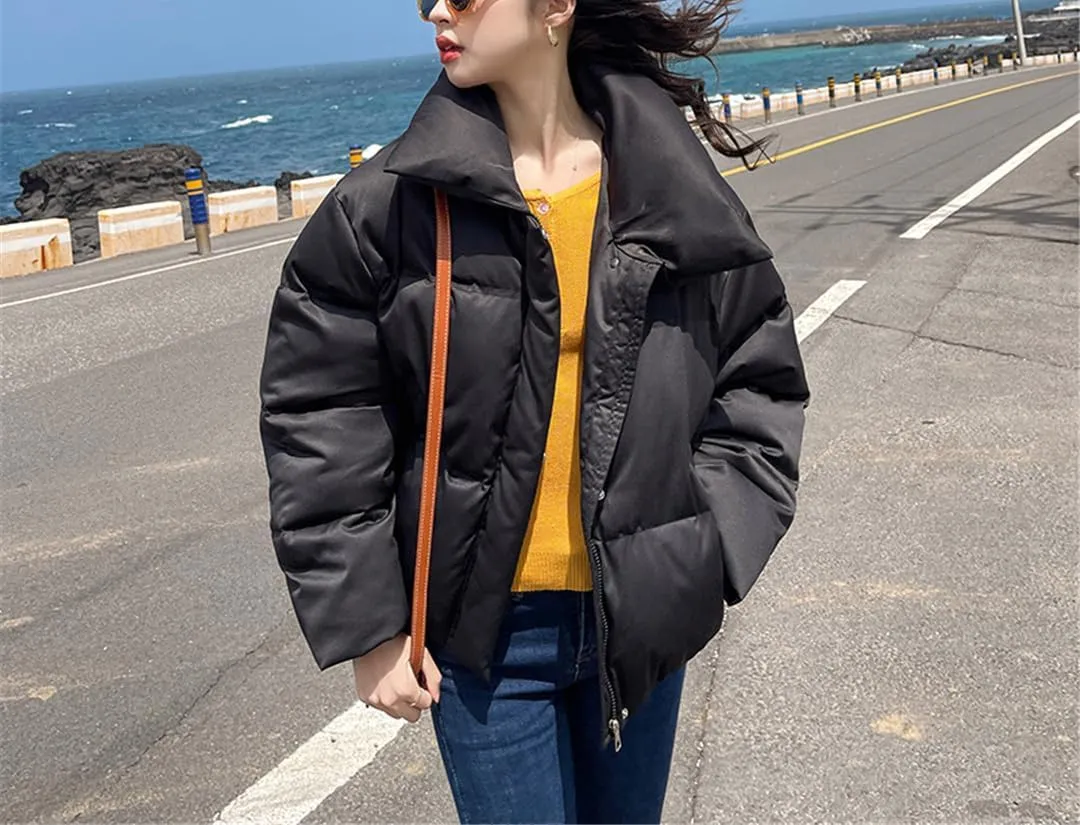 Fjnbbiot Winter Warm Thick Coats Women Short Parkas Fashion Bread Cotton Coat Padded Lady Down Jacket Elegant Zipper Clothes
