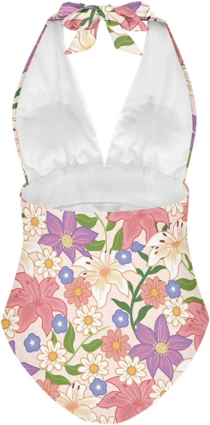 Flashideas One Piece Swimsuit Women Sexy Slim One Piece Swimsuit Tummy Control Bathing Suits