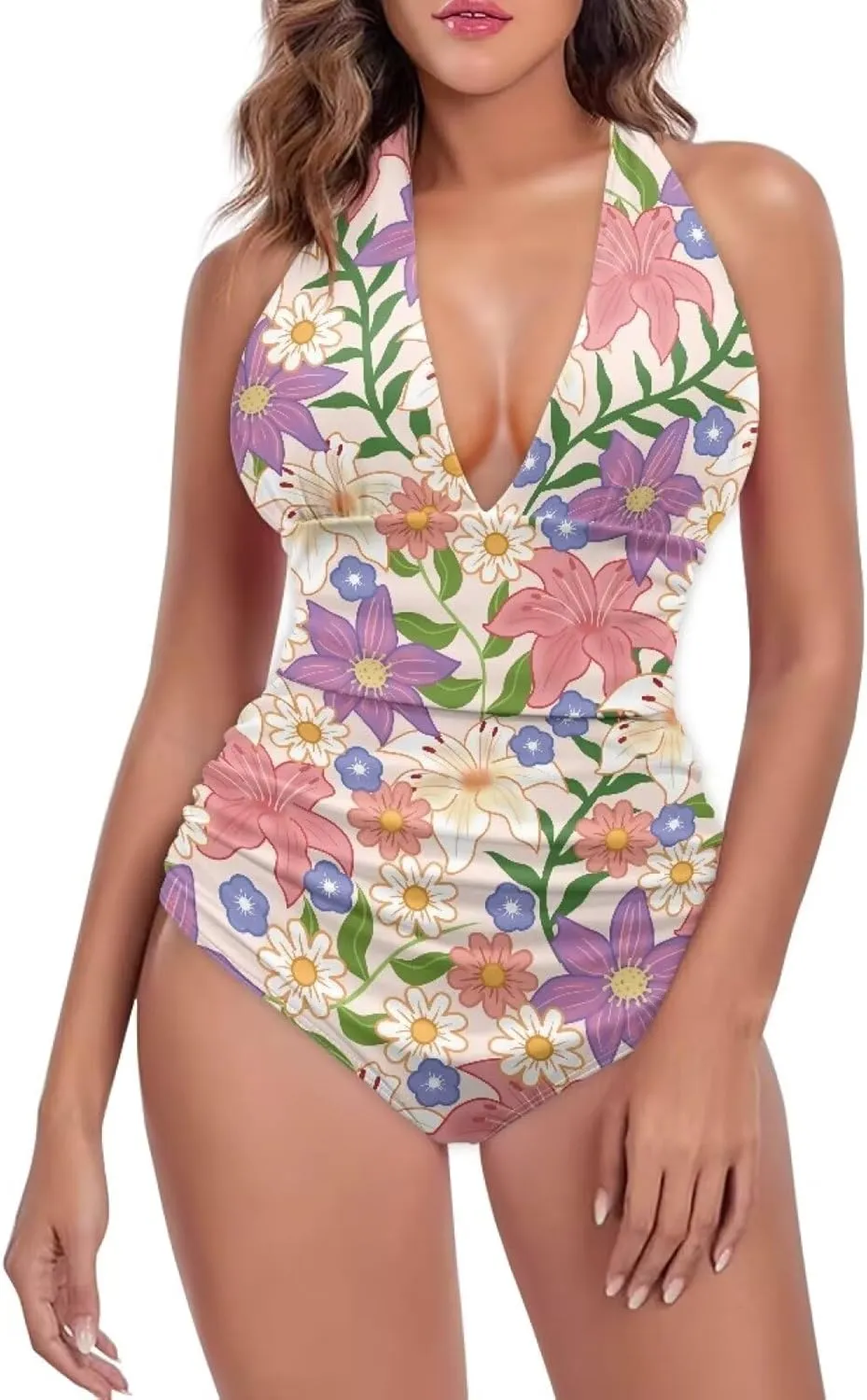 Flashideas One Piece Swimsuit Women Sexy Slim One Piece Swimsuit Tummy Control Bathing Suits