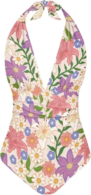 Flashideas One Piece Swimsuit Women Sexy Slim One Piece Swimsuit Tummy Control Bathing Suits