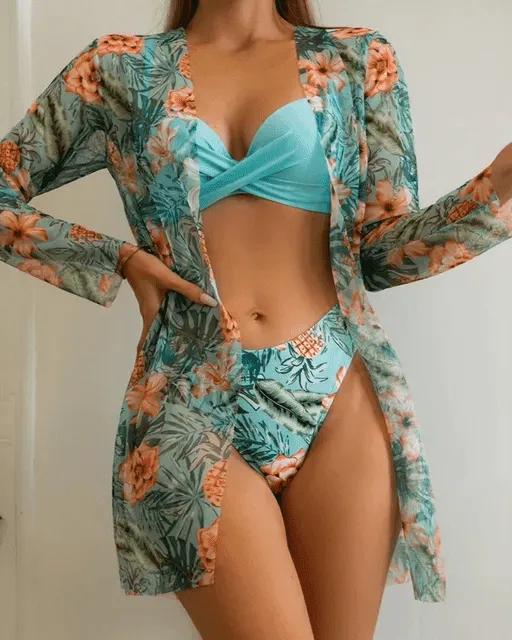 Floral Twist Low Waist Bikini Set