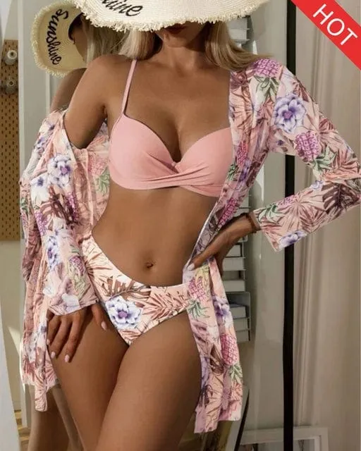 Floral Twist Low Waist Bikini Set