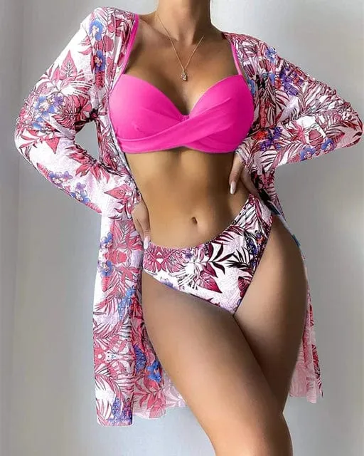Floral Twist Low Waist Bikini Set