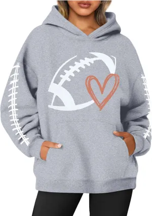 Football Mom Hoodie Women Long Sleeve Soccer Mom Sweatshirt Fall 2024 Sweatshirts Winter Outfits 2024 With Pockets