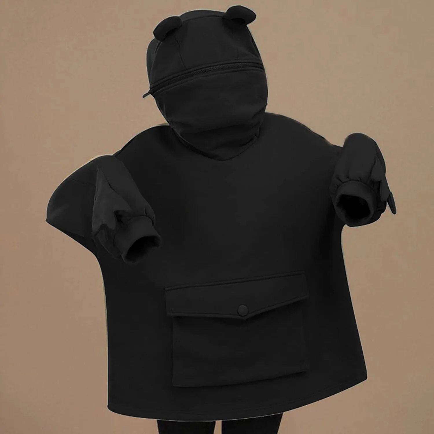 Frog Hoodies for Teen Girls Cute Hoodies Pullover Oversized Kawaii Hooded Sweatshirt Zipper Mouth Frog Hoodie for Women