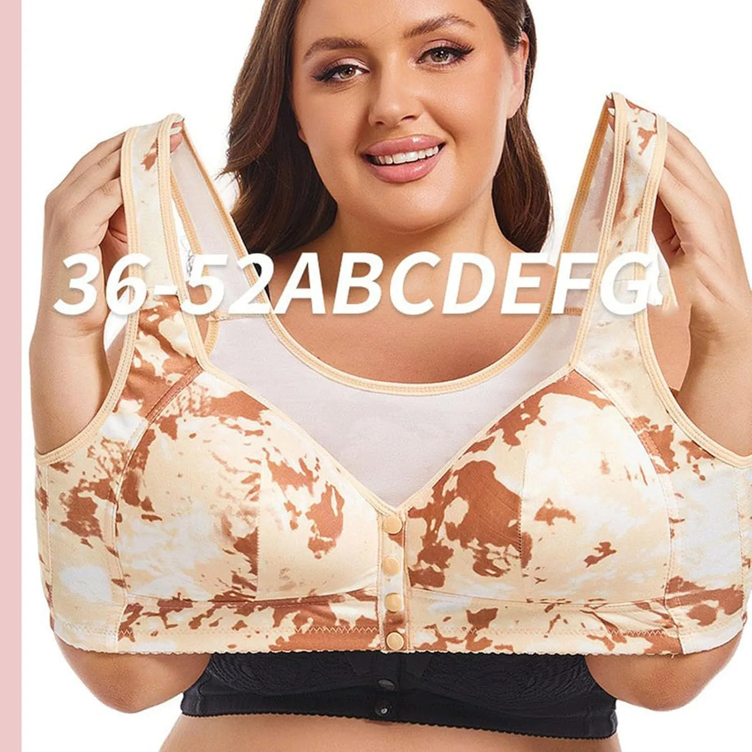 Front Closure Bras for Women No Underwire Plus Size Push Up Padded Everyday Floral Printed Crop Bralette