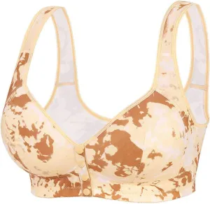 Front Closure Bras for Women No Underwire Plus Size Push Up Padded Everyday Floral Printed Crop Bralette