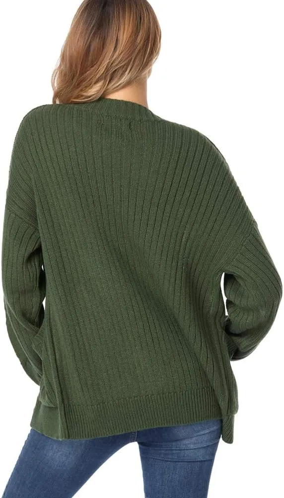 Fuinloth Women's Cardigan Sweater, Oversized Chunky Knit Button Closure with Pockets