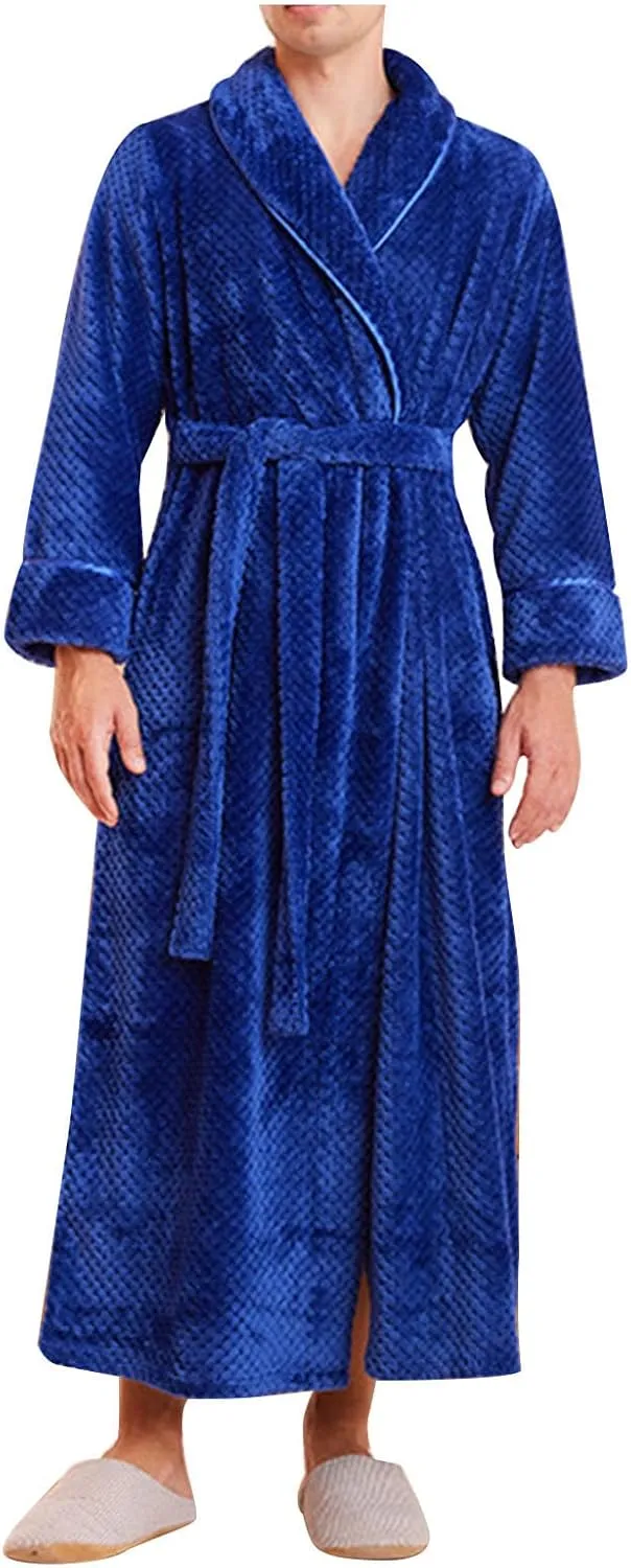 Fuzzy Robes for Women Winter Warm Thick Plush Long Sleeve Bathrobes Solid Casual Long Loungewear with Side Pockets