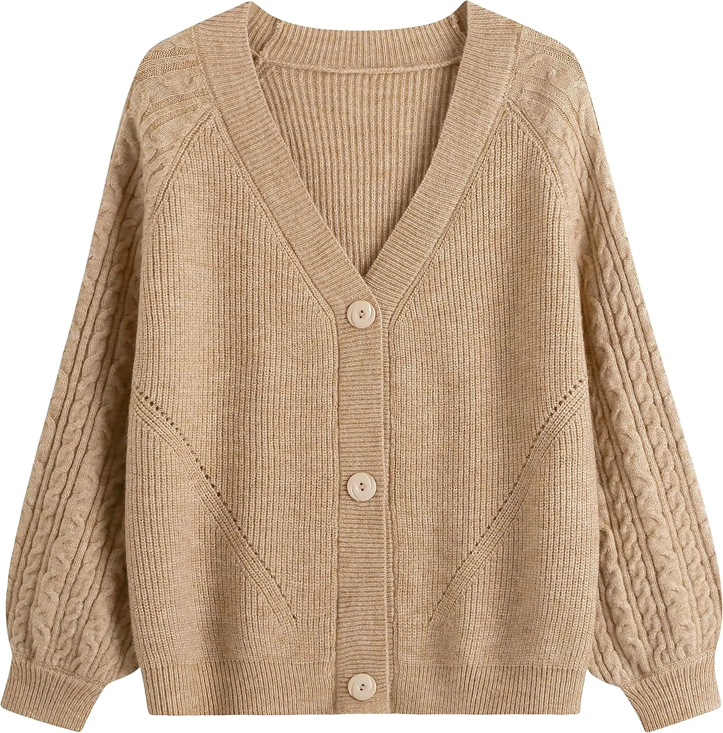 GABERLY Button Down Thickened Sweaters V Neck Open Front Loose Oversized Cardigans Knit Outwear for Women