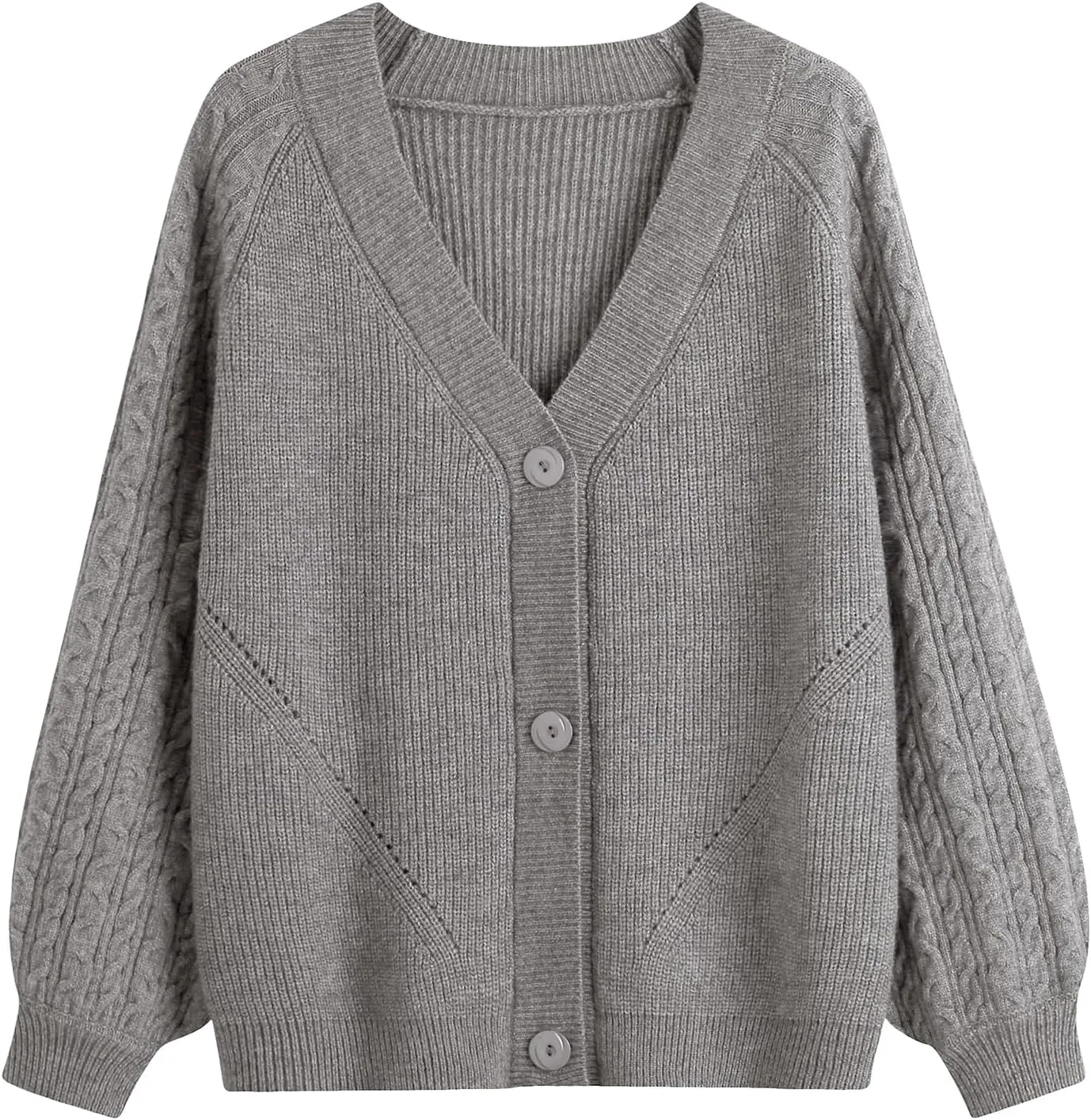 GABERLY Button Down Thickened Sweaters V Neck Open Front Loose Oversized Cardigans Knit Outwear for Women