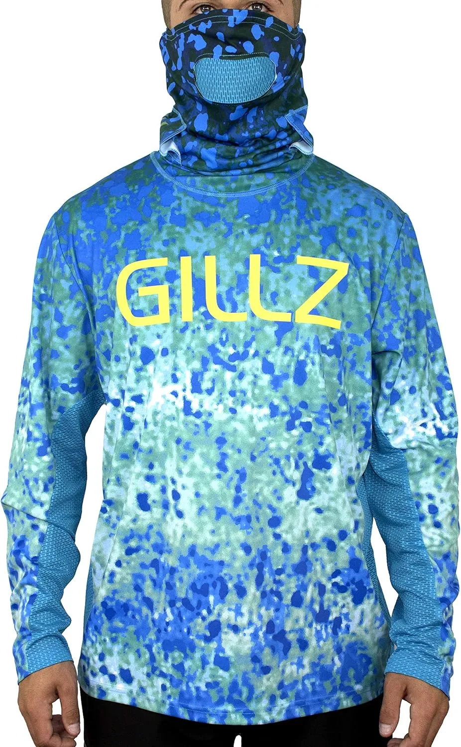 Gillz Men's Pro Striker Long Sleeve UV Fishing Shirt with Built-in Mask | UV Protection | Moisture Wicking