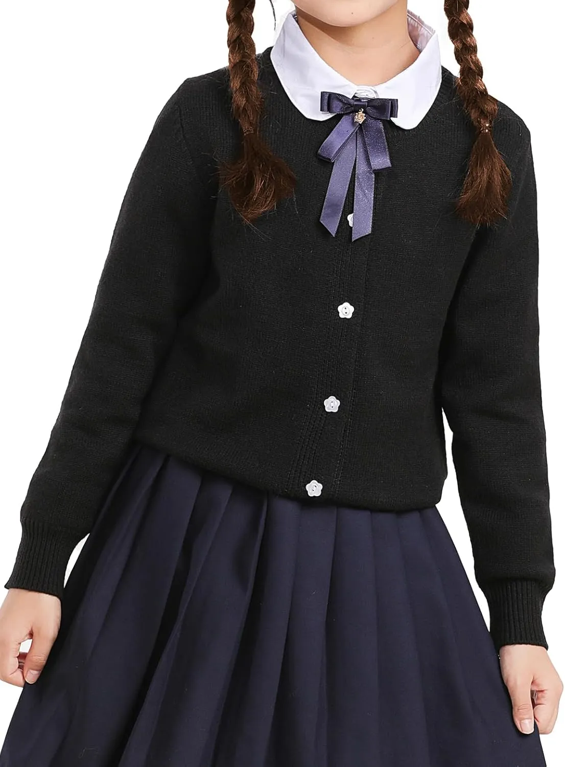 Girls Cardigan Sweater School Uniforms Toddler Long Sleeve Button Knit Solid Sweaters Tops