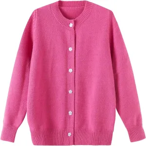 Girls Cardigan Sweater School Uniforms Toddler Long Sleeve Button Knit Solid Sweaters Tops