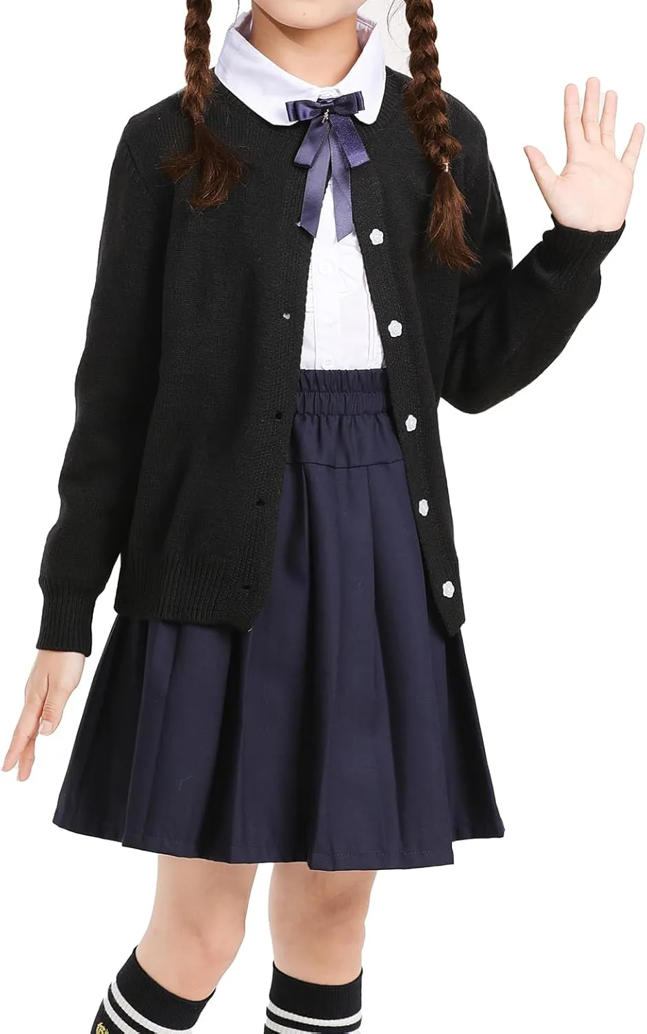 Girls Cardigan Sweater School Uniforms Toddler Long Sleeve Button Knit Solid Sweaters Tops