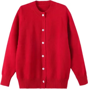 Girls Cardigan Sweater School Uniforms Toddler Long Sleeve Button Knit Solid Sweaters Tops