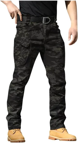 GOFULY Cargo Pants Men Hiking Ripstop Stretch Work Pants Multi Pockets Regular Fit Pants Outdoors Trousers Tactical