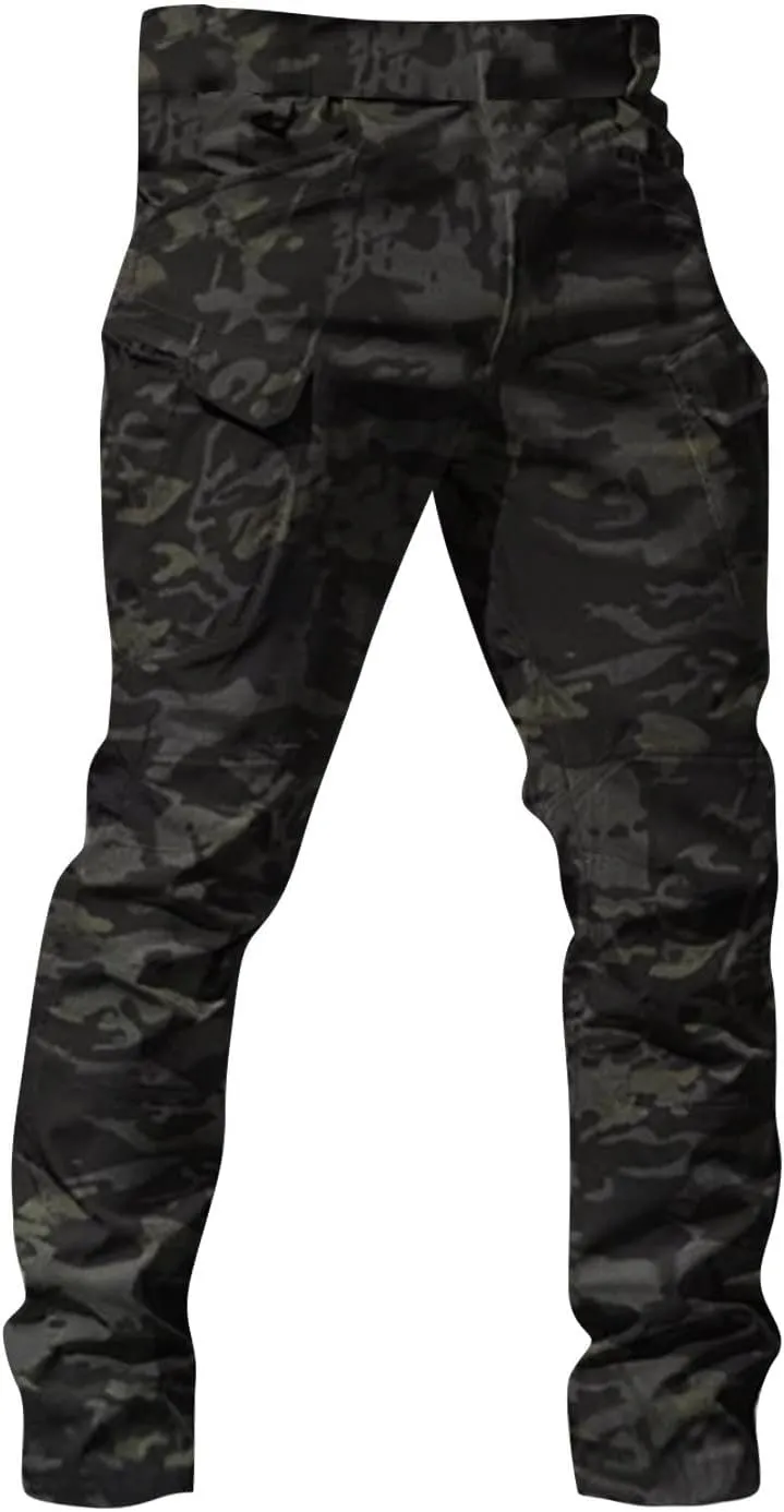 GOFULY Cargo Pants Men Hiking Ripstop Stretch Work Pants Multi Pockets Regular Fit Pants Outdoors Trousers Tactical