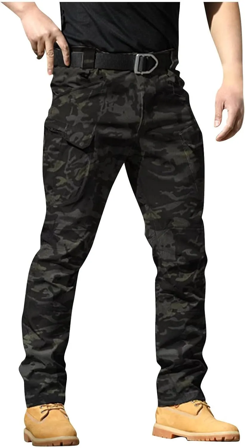 GOFULY Cargo Pants Men Hiking Ripstop Stretch Work Pants Multi Pockets Regular Fit Pants Outdoors Trousers Tactical