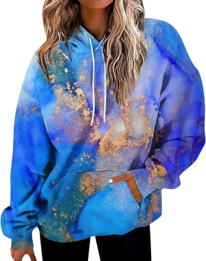 GOFULY Women'S Fashion Hoodies & Sweatshirts Long Sleeve Drawstring Sweatshirts Tie Dye Fall Pullover Winter Sweatshirts