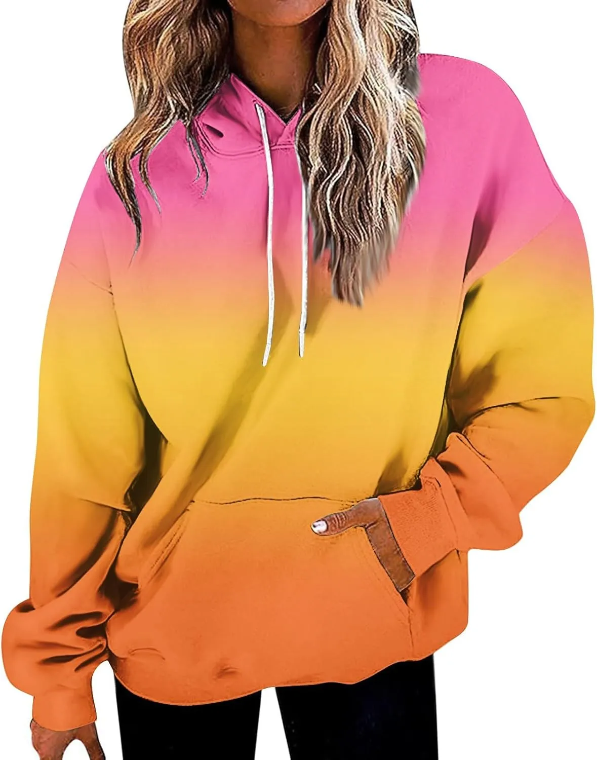 GOFULY Women'S Fashion Hoodies & Sweatshirts Long Sleeve Drawstring Sweatshirts Tie Dye Fall Pullover Winter Sweatshirts