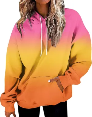 GOFULY Women'S Fashion Hoodies & Sweatshirts Long Sleeve Drawstring Sweatshirts Tie Dye Fall Pullover Winter Sweatshirts