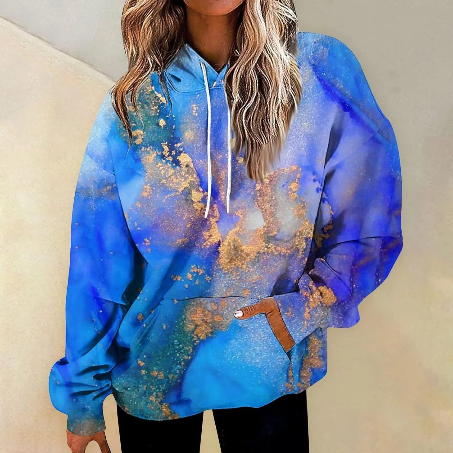 GOFULY Women'S Fashion Hoodies & Sweatshirts Long Sleeve Drawstring Sweatshirts Tie Dye Fall Pullover Winter Sweatshirts