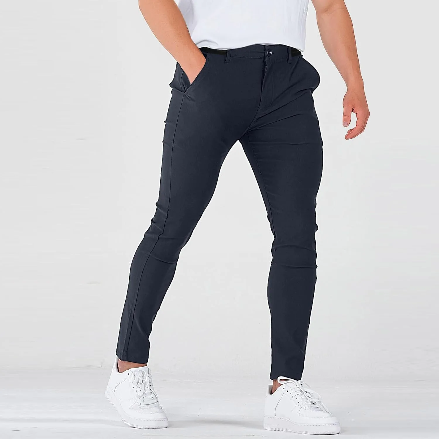 Golf Joggers Pants Men Petite Stretchy Slim Fit Dress Pants Quick Dry Elastic Waist Pull On Work Pants with Pockets